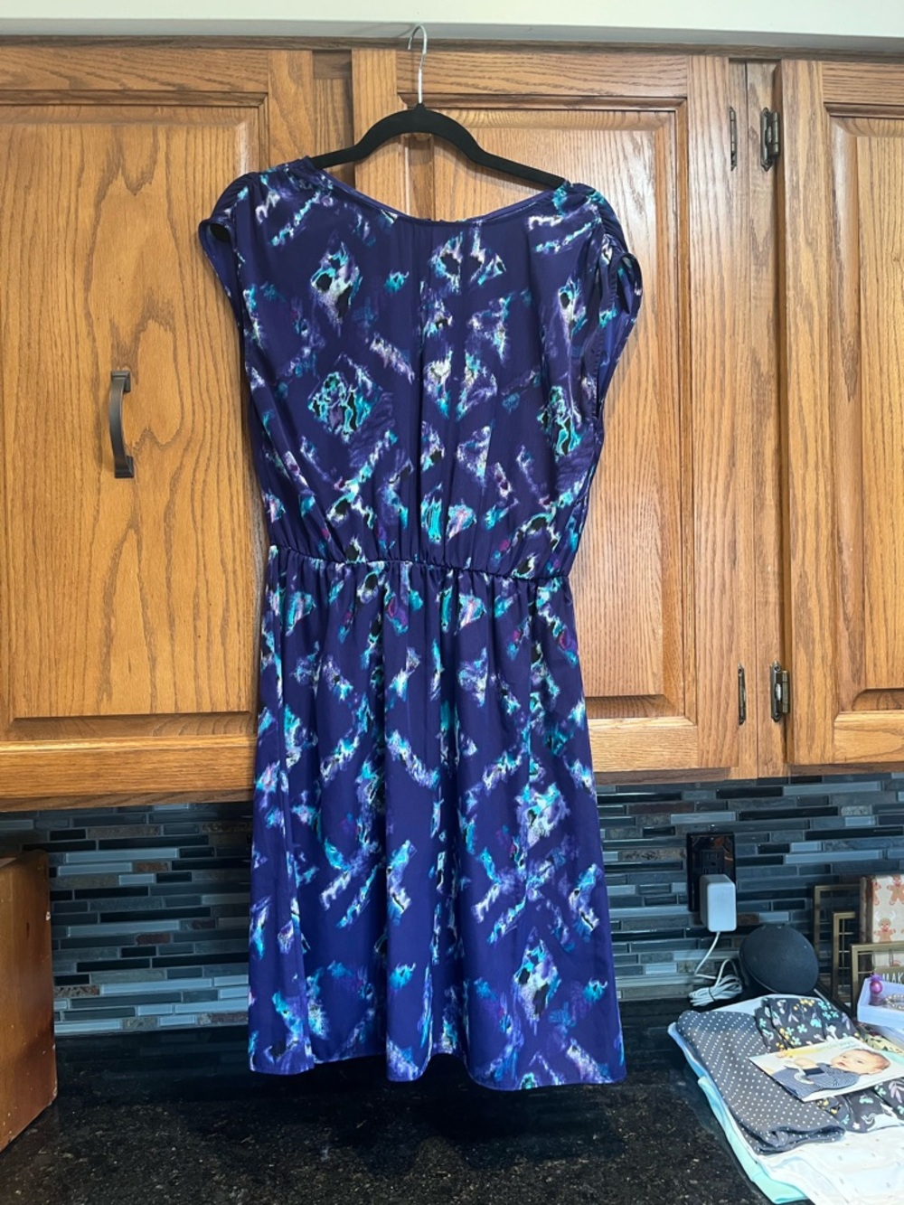 Massimo Purple Abstract Print Midi Dress